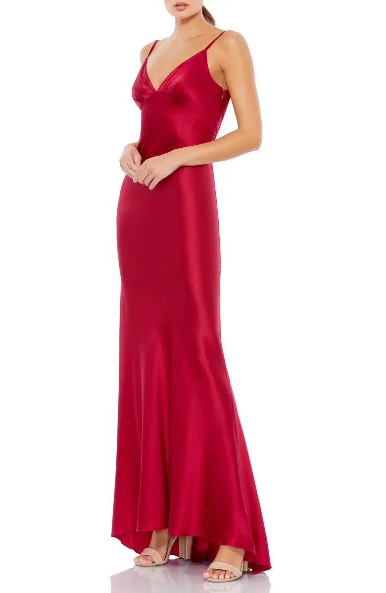 Ieena for Mac Duggal Cowl Back Satin Sheath Gown | Nordstrom | Nordstrom