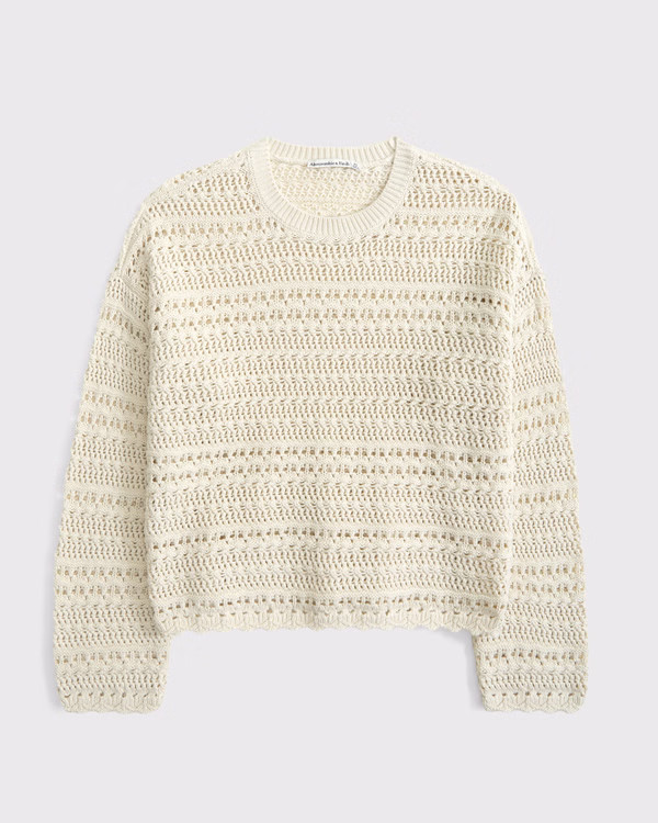 Textural Open-Stitch Crew Sweater | Abercrombie & Fitch (US)