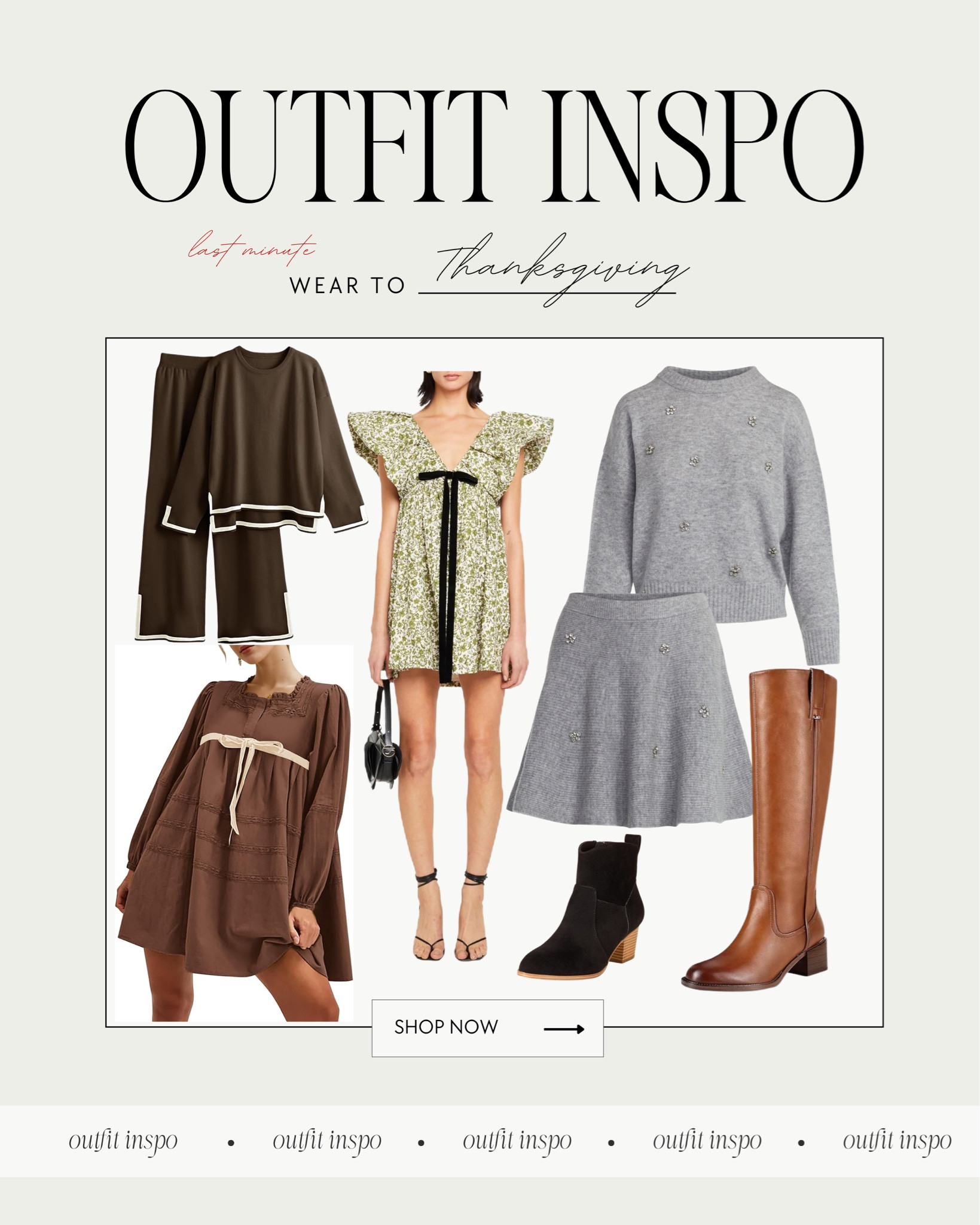 Thanksgiving // dresses // Thanksgiving dress // brown // chocolate brown // comfy // grey // set // two piece // fall // dupe // boots // last minute // last minute Thanksgiving outfit 

#LTKHoliday #LTKSeasonal #LTKFindsUnder100