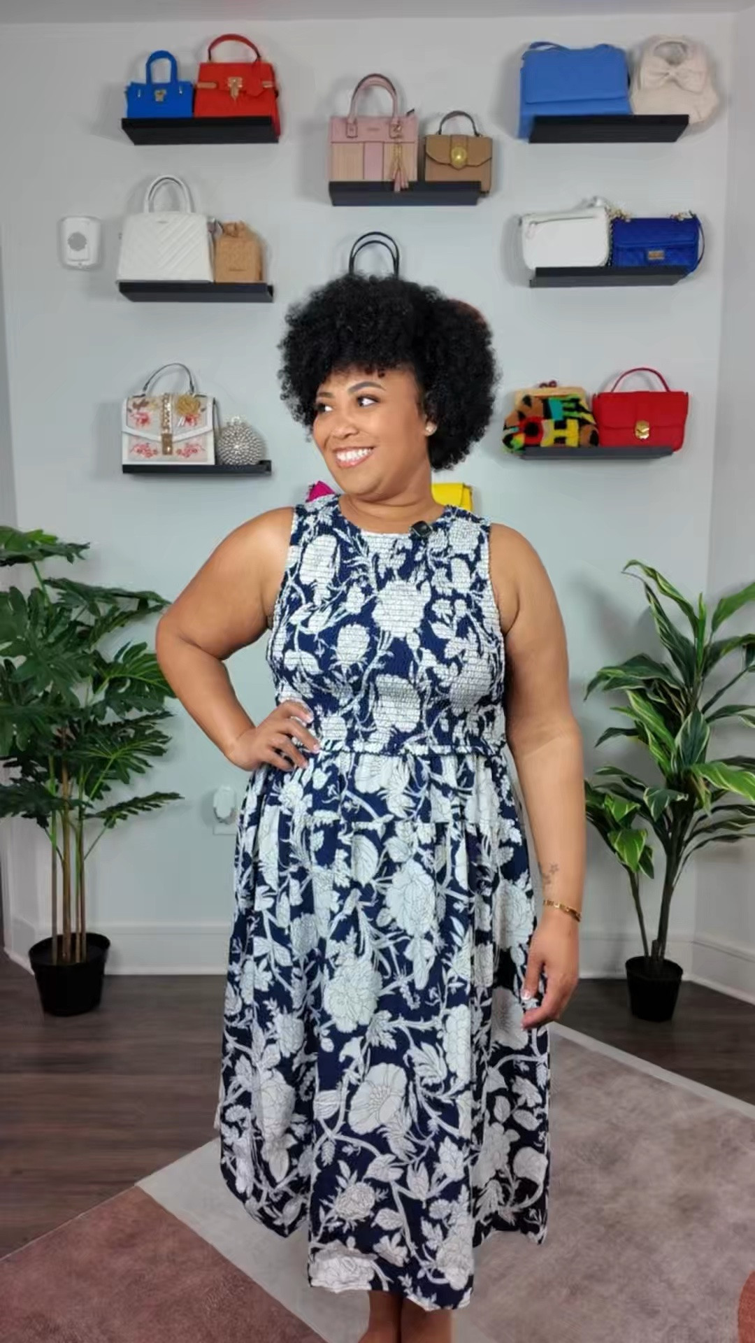 Classy Navy Floral Midi Dress for Spring/Summer 

 #LTKPlusSize