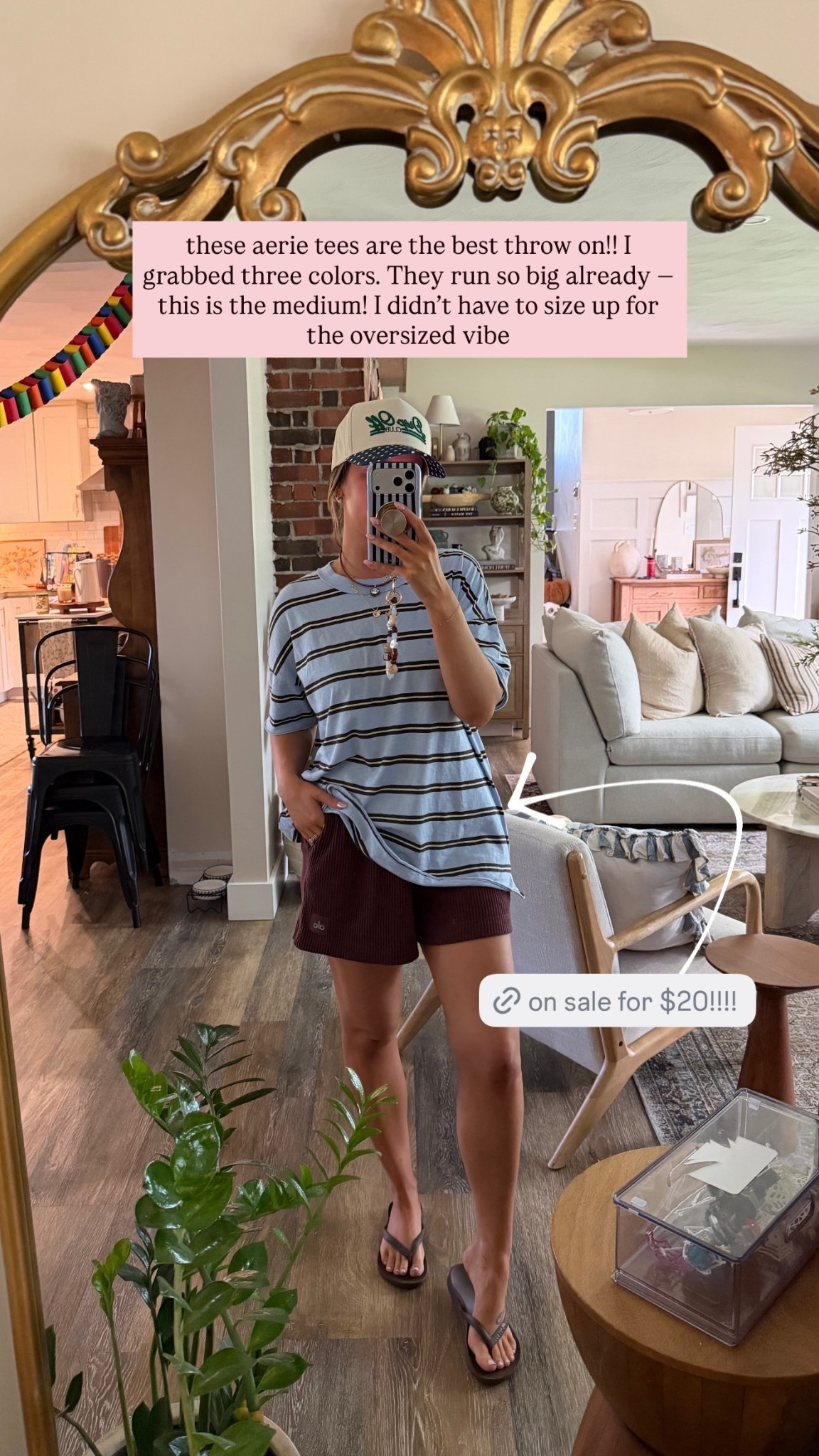 these aerie tees are the best throw on!! I grabbed three colors. They run so big already — this is the medium! I didn’t have to size up for the oversized vibe