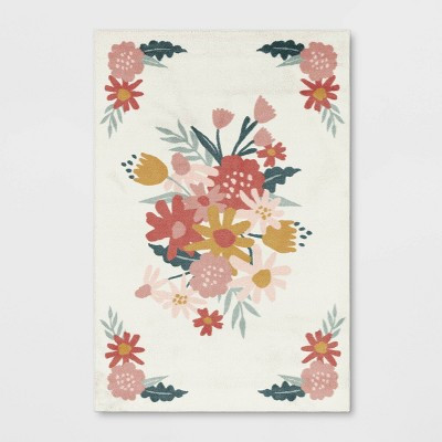 4'x6' In the Garden Kids' Area Rug Pink - Pillowfort™: Skid-Resistant, Tufted, Floral Pattern, OEKO-TEX Certified | Target