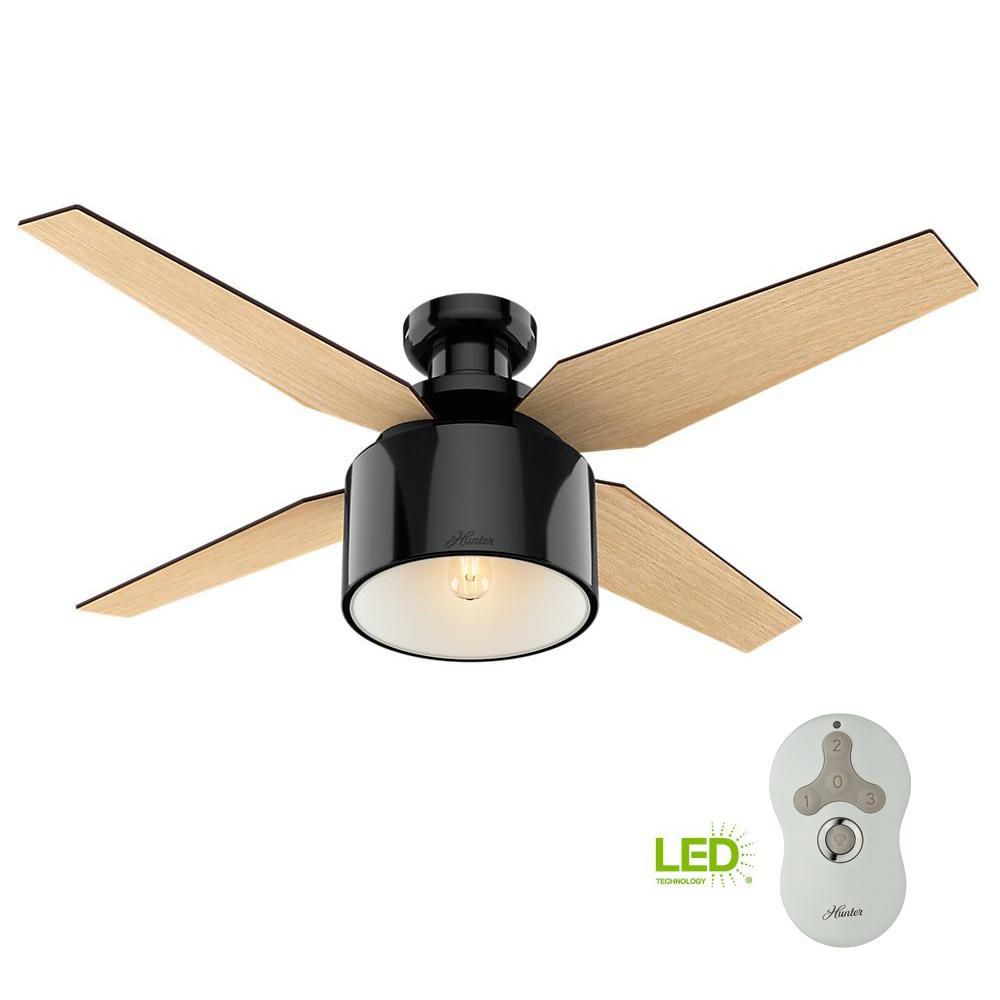 Cranbrook 52 in. LED Low Profile Indoor Gloss Black Ceiling Fan | The Home Depot