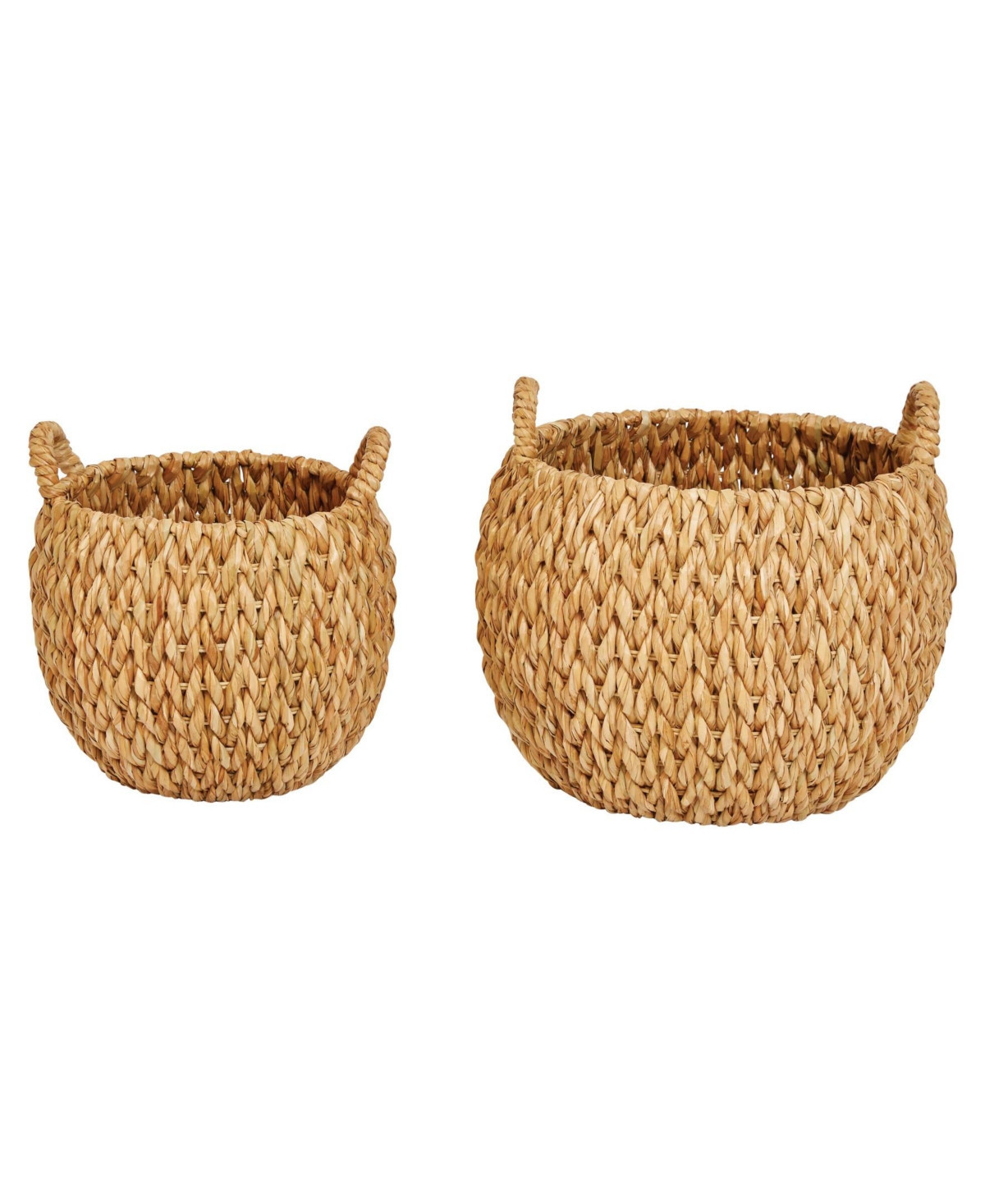 Storied Home Round Hand-woven Water Hyacinth Basket Storage with Handles, Natural, Set of 2 - Natural | Macy's