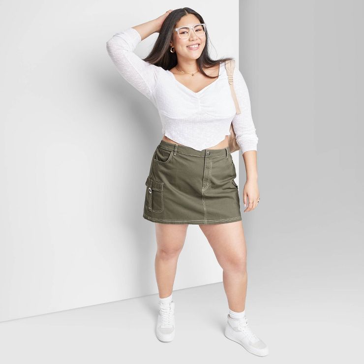 Women's Mid-Rise Chino Cargo Mini Skirt - Wild Fable™ | Target