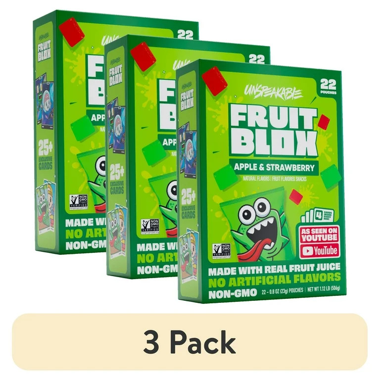 (3 pack) FruitBlox Unspeakable Apple Strawberry Fruit Snacks, 22 Count | Walmart (US)