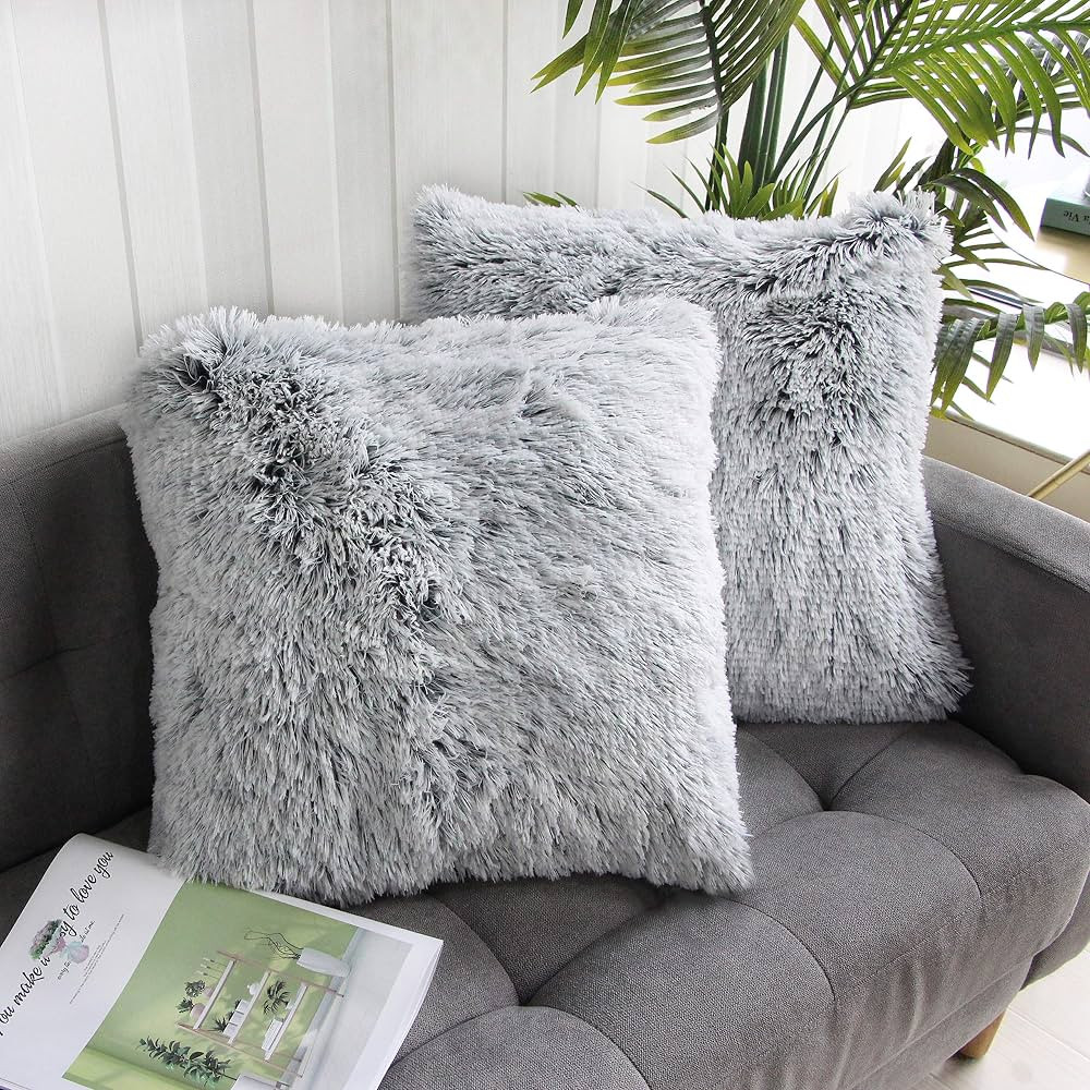 Uhomy 2 Packs Home Decorative Luxury Series Super Soft Faux Fur Throw Pillow Cover Cushion Case f... | Amazon (US)