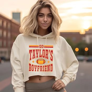 Olive Loves Apple Chiefs Cropped Hoodie Go Taylor's Boyfriend Apparel for Women | Amazon (US)