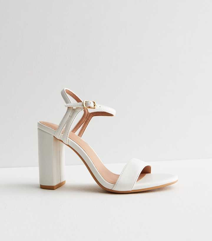White Leather-Look 2 Part Block Heel Sandals
						
						Add to Saved Items
						Remove from Sa... | New Look (UK)