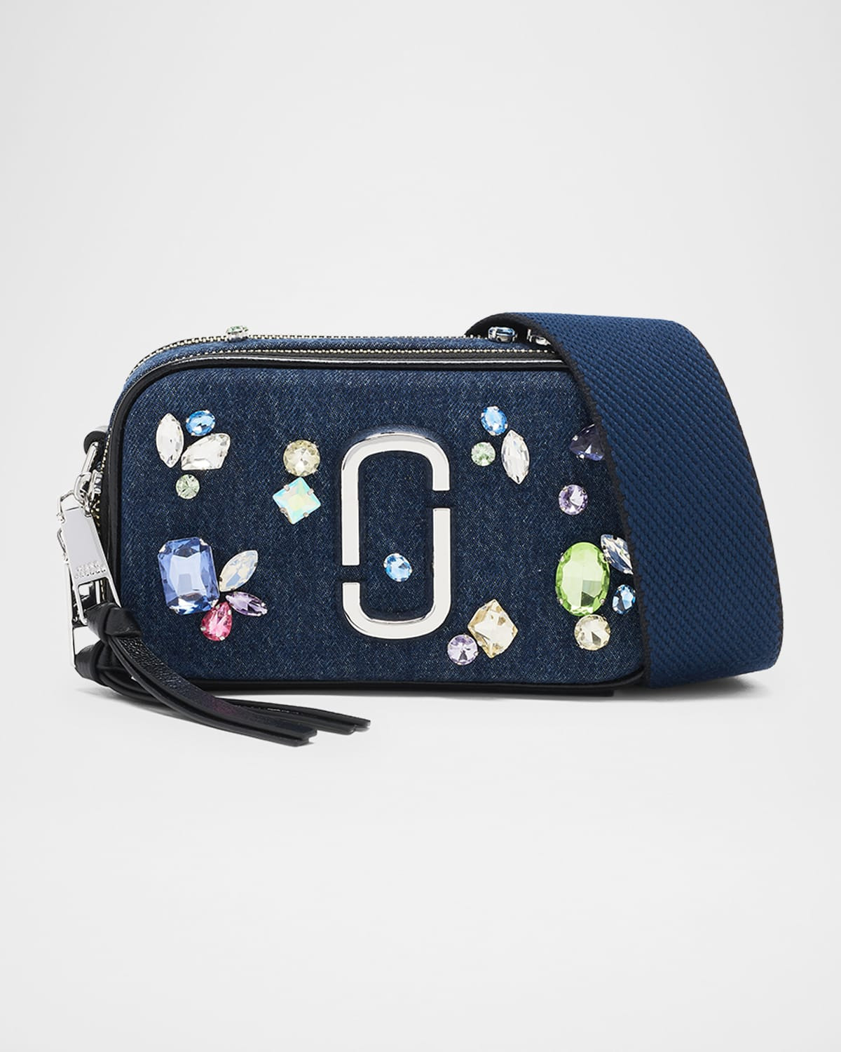 The Snapshot Embellished Denim Crossbody Bag | Neiman Marcus