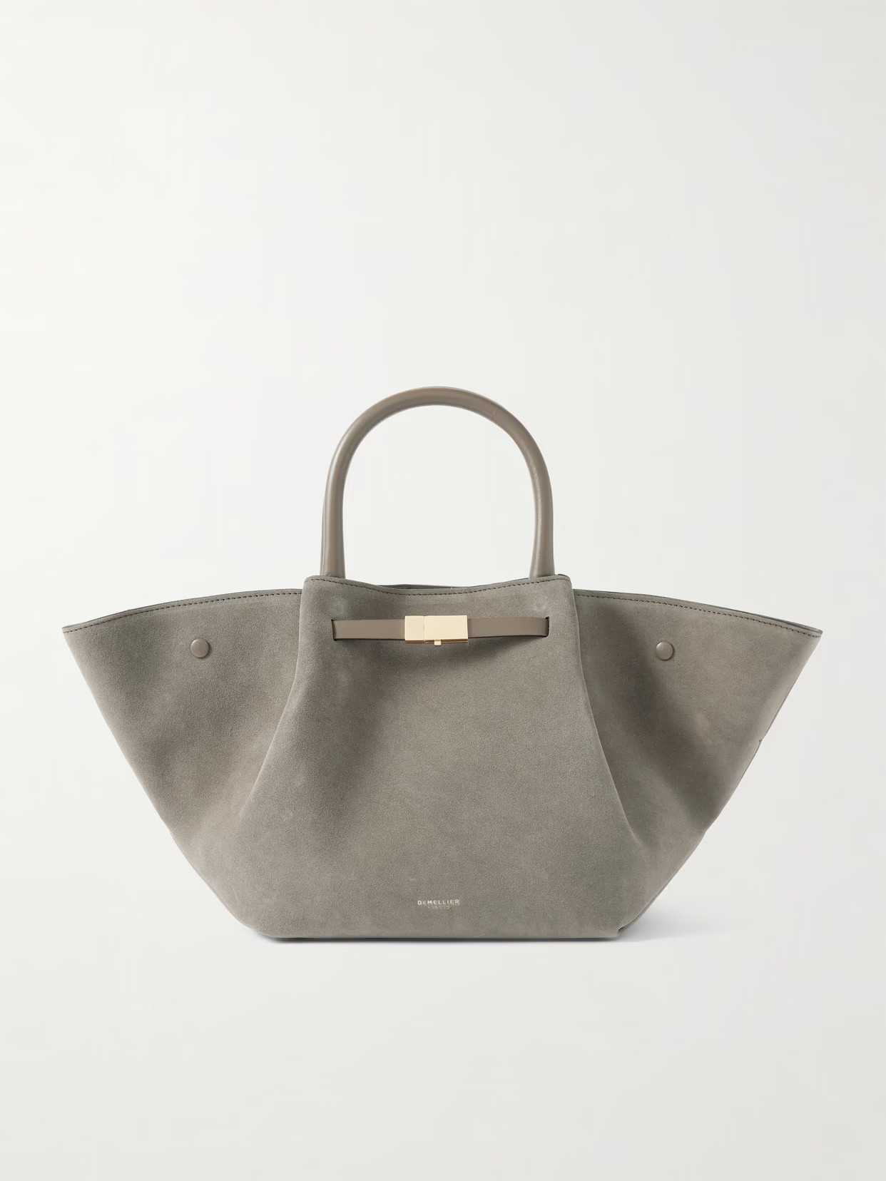 DeMellier - Midi New York Leather-trimmed Suede Tote - Gray - One size | NET-A-PORTER APAC