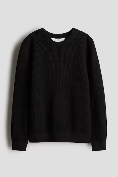 H & M - Textured-Knit Sweater - Black | H&M (US + CA)
