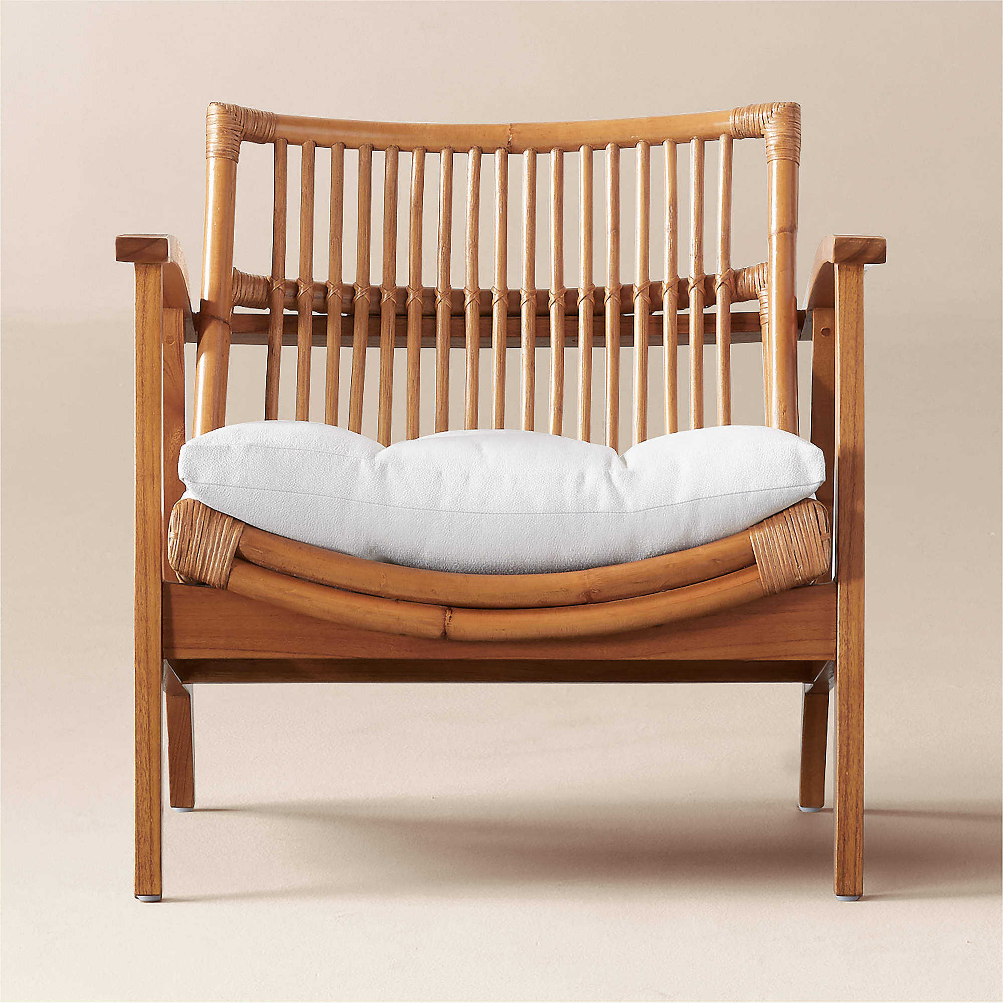 Noelie Rattan Lounge Chair with White Cushion Set of 2 + Reviews | CB2 | CB2