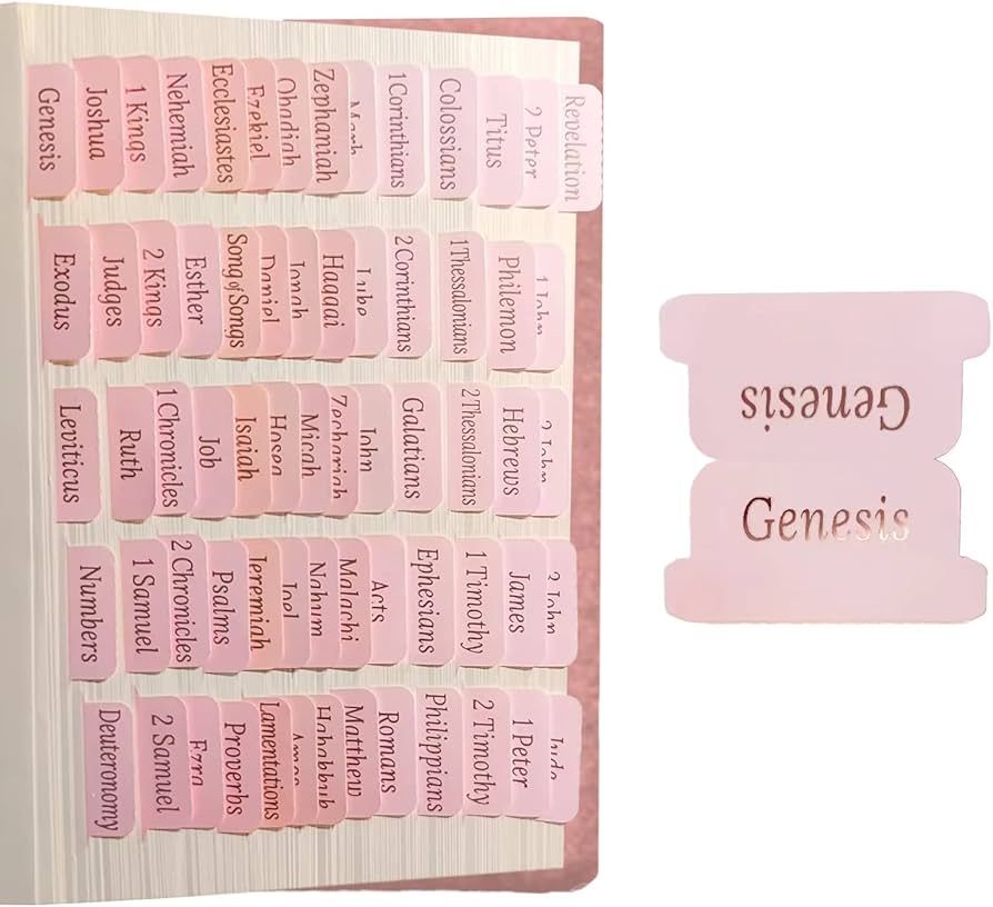 Bible Tabs for Bible Journaling Supplies, Pink Bible Tabs for Women and Girls, Laminated Rose Gol... | Amazon (US)