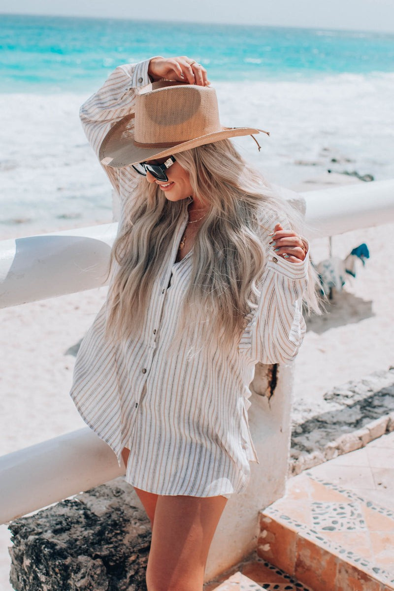 Bliss And Beyond Striped Oatmeal Romper | Apricot Lane Boutique