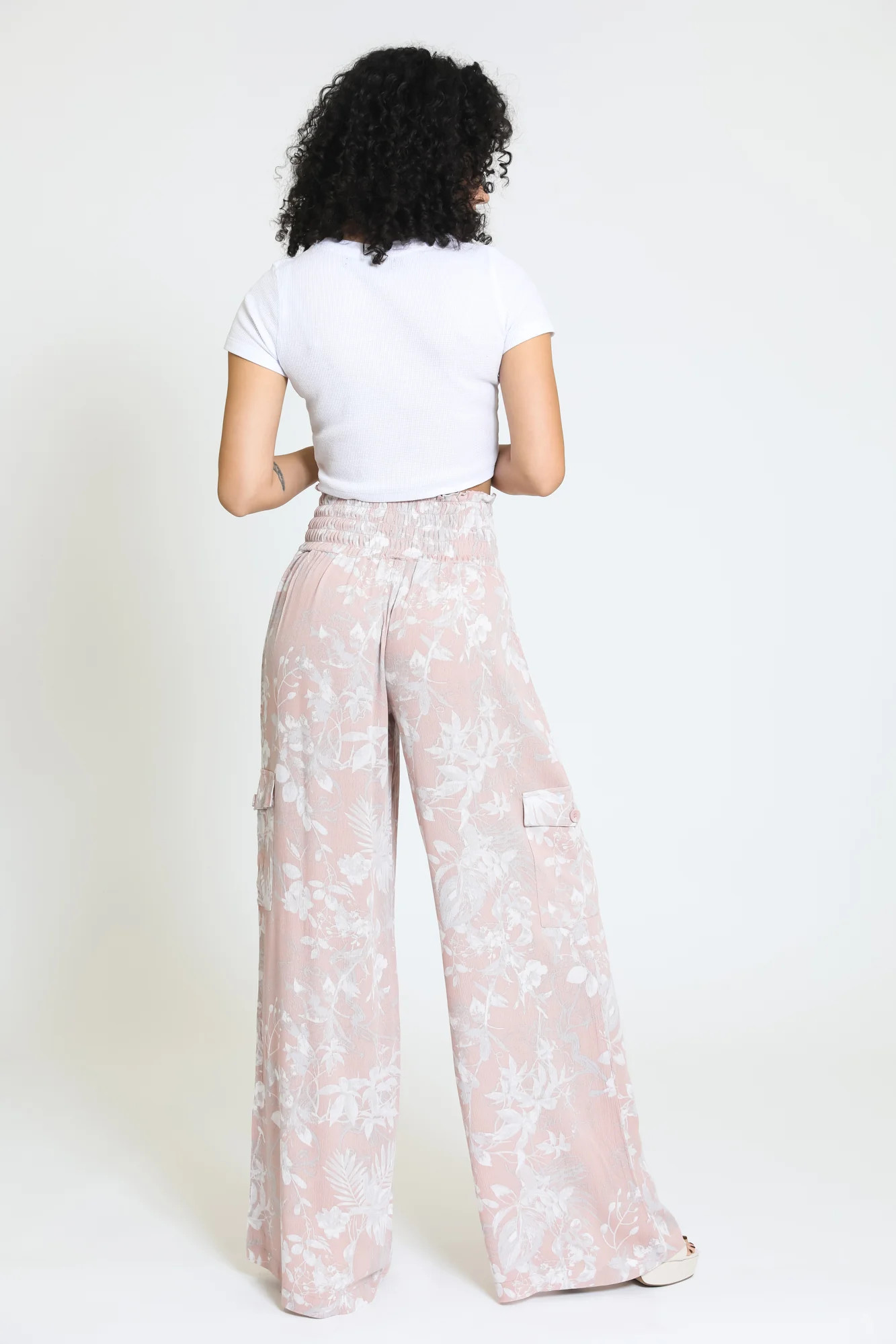 Boardwalk Wide Leg with Cargo Pockets - Mauve Print | ReWash