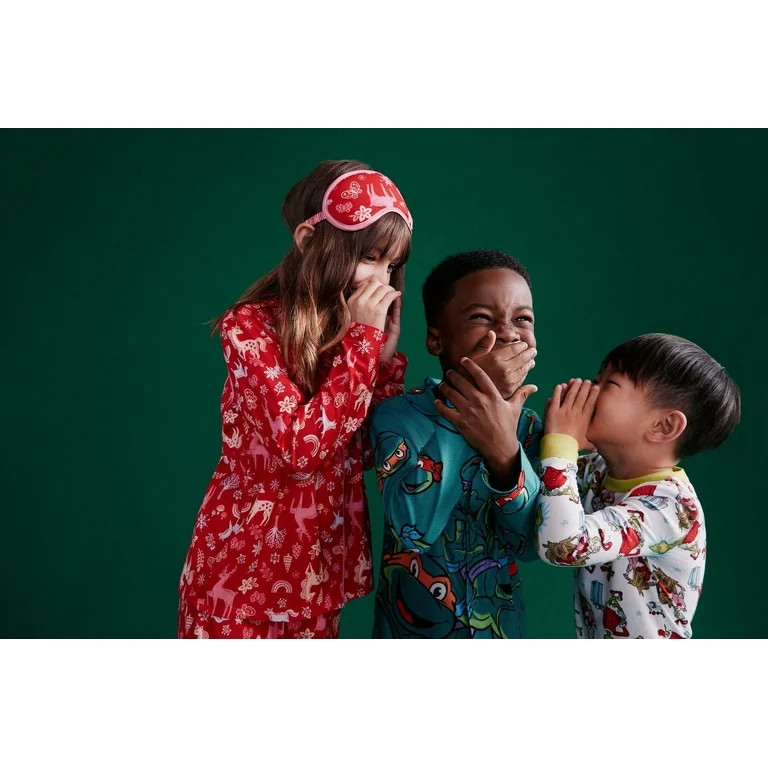 Holiday Time Girls Button Front Pajama Set with an Eye Mask, 3-Piece, Sizes 4-18 & Plus | Walmart (US)
