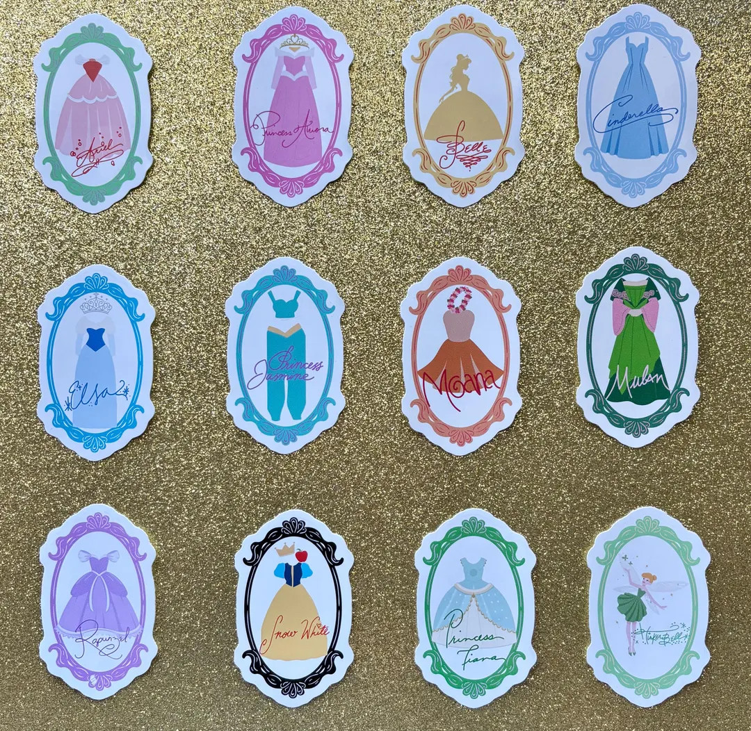 Disney Princess inspired, Fairytale Stickers - Princess Charm, Festive Cheer, Magic Decals for Pl... | Etsy (US)