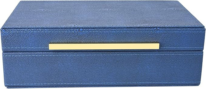 Navy Blue Shagreen box Faux Leather Decorative Box,Keepsake And Memory Storage Small Decorative B... | Amazon (US)