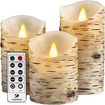Comenzar Flameless Candles Birch Bark Candles LED Candles Birch Grain Candles(H: 456" x D: 3.25")... | Amazon (US)