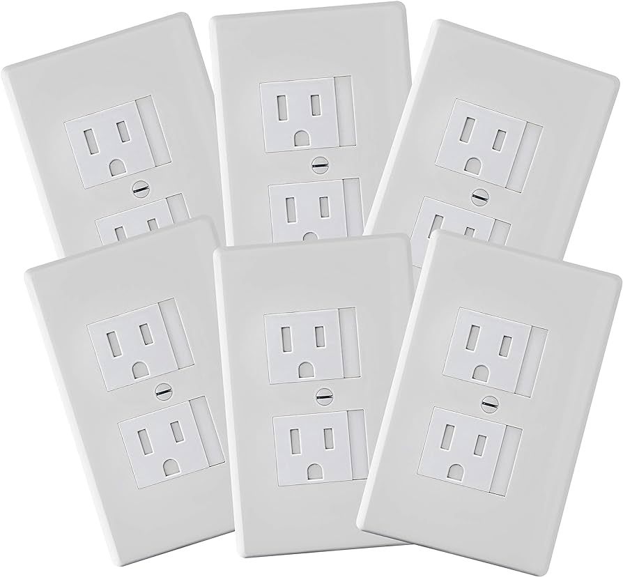 6-Pack Safety Innovations Self-Closing Outlet Covers (For Center Screw Outlets Only) - An Alterna... | Amazon (US)