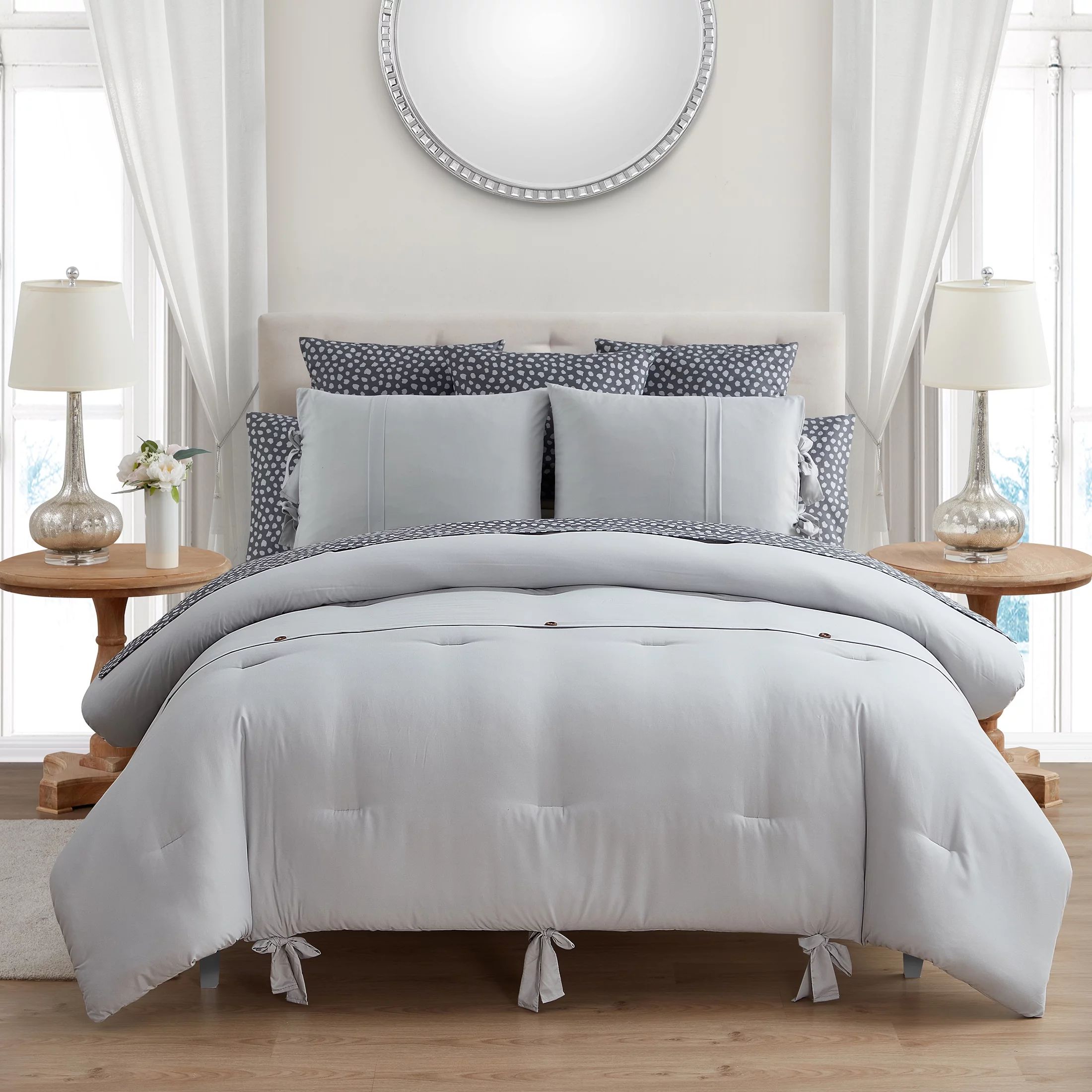 My Texas House Serena Soft Wash Microfiber Bed-in-a-Bag Comforter Set, Queen, Grey, 10 Pieces - W... | Walmart (US)