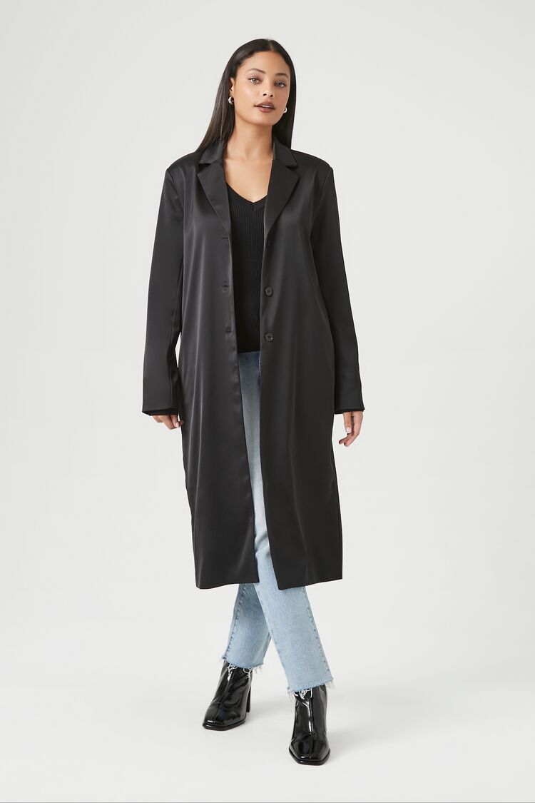 Satin Notched Trench Coat | Forever 21
