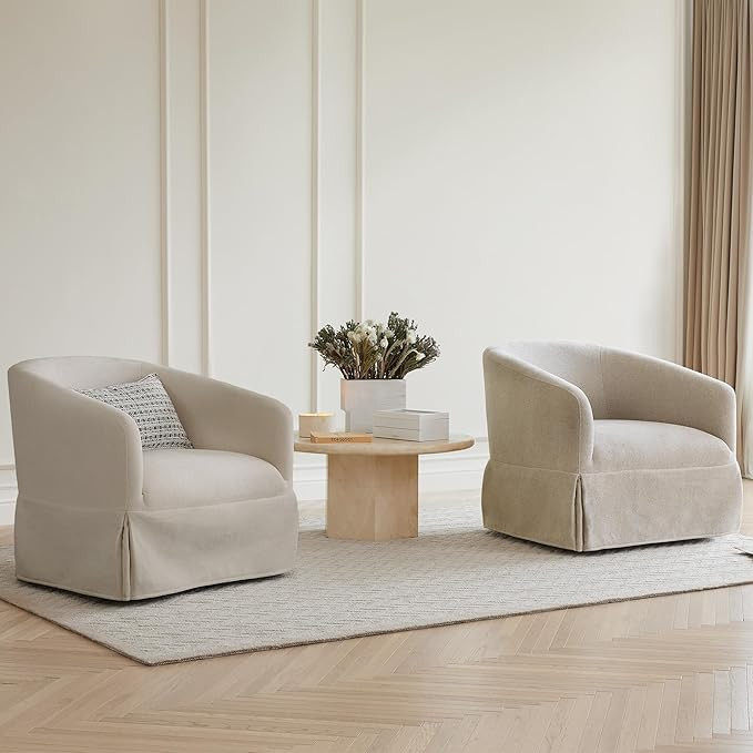 Swivel Accent Chair Modern Armchair for Bedroom Nursery Reading Waiting Living Room,Set of 2,Sand | Amazon (US)
