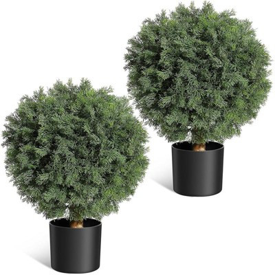 24'' Artificial Cedar Topiary Ball Trees with Potted, Artificial Shrubs Bushes Ball Tree for Fron... | Target