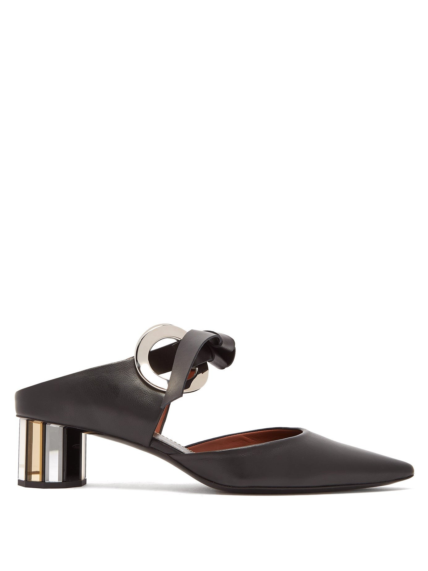 Front-tie block-heel leather mules | Matches (US)