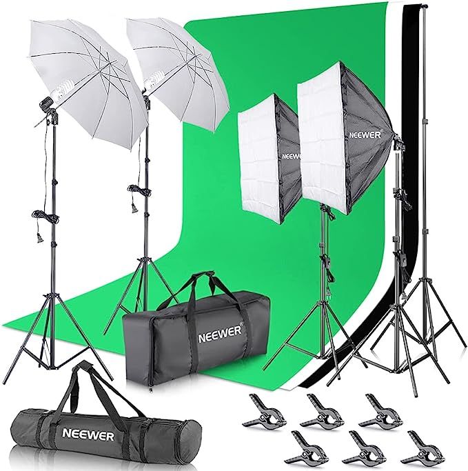 NEEWER Photography Lighting kit with Backdrops, 8.5ftx10ft Backdrop Stand, 800W Equivalent 5500K ... | Amazon (US)