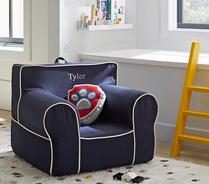Navy with White Piping Anywhere Chair® | Pottery Barn Kids