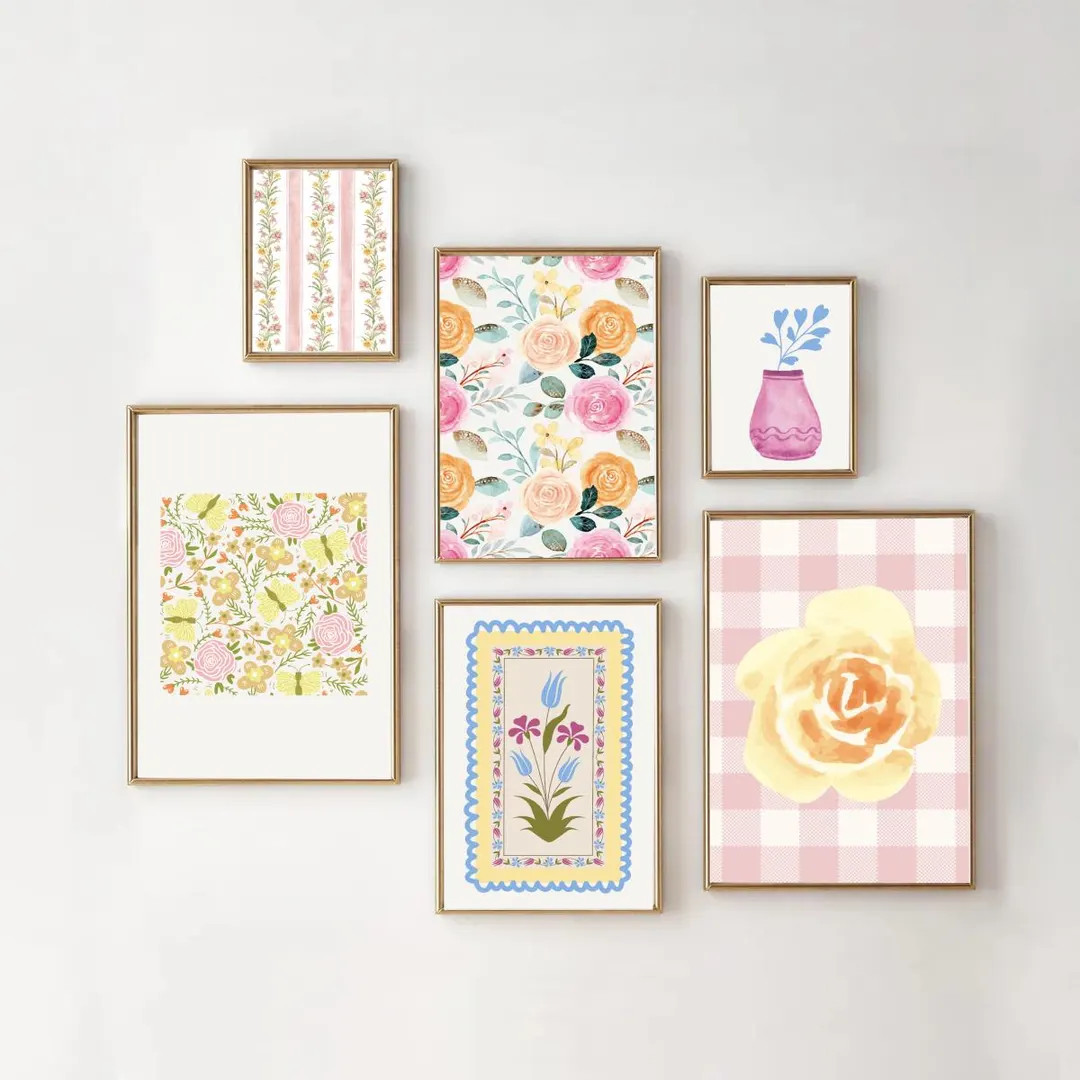 Floral Watercolor Wall Art Bundle, Flower Vase Painting, Wildflower Poster, Boho Chic Wall Art, C... | Etsy (US)