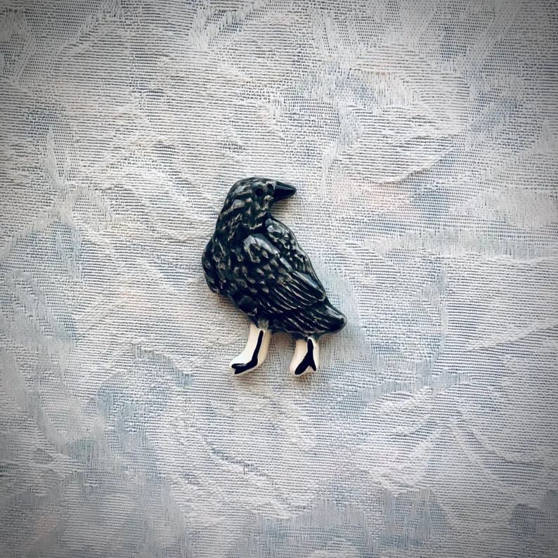 Ceramic Crow for Mosaic Garden Art, Hand Painted Molded Tile - Etsy | Etsy (US)