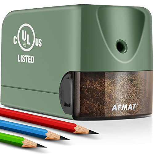 AFMAT Electric Pencil Sharpener for Classroom, Heavy Duty Colored Pencil Sharpener for 6.5-8mm Pencils, Plug in Pencil Sharpeners w/Upgraded Helical Blade (10000 Sharpenings), UL Listed, PS105 | Amazon (US)