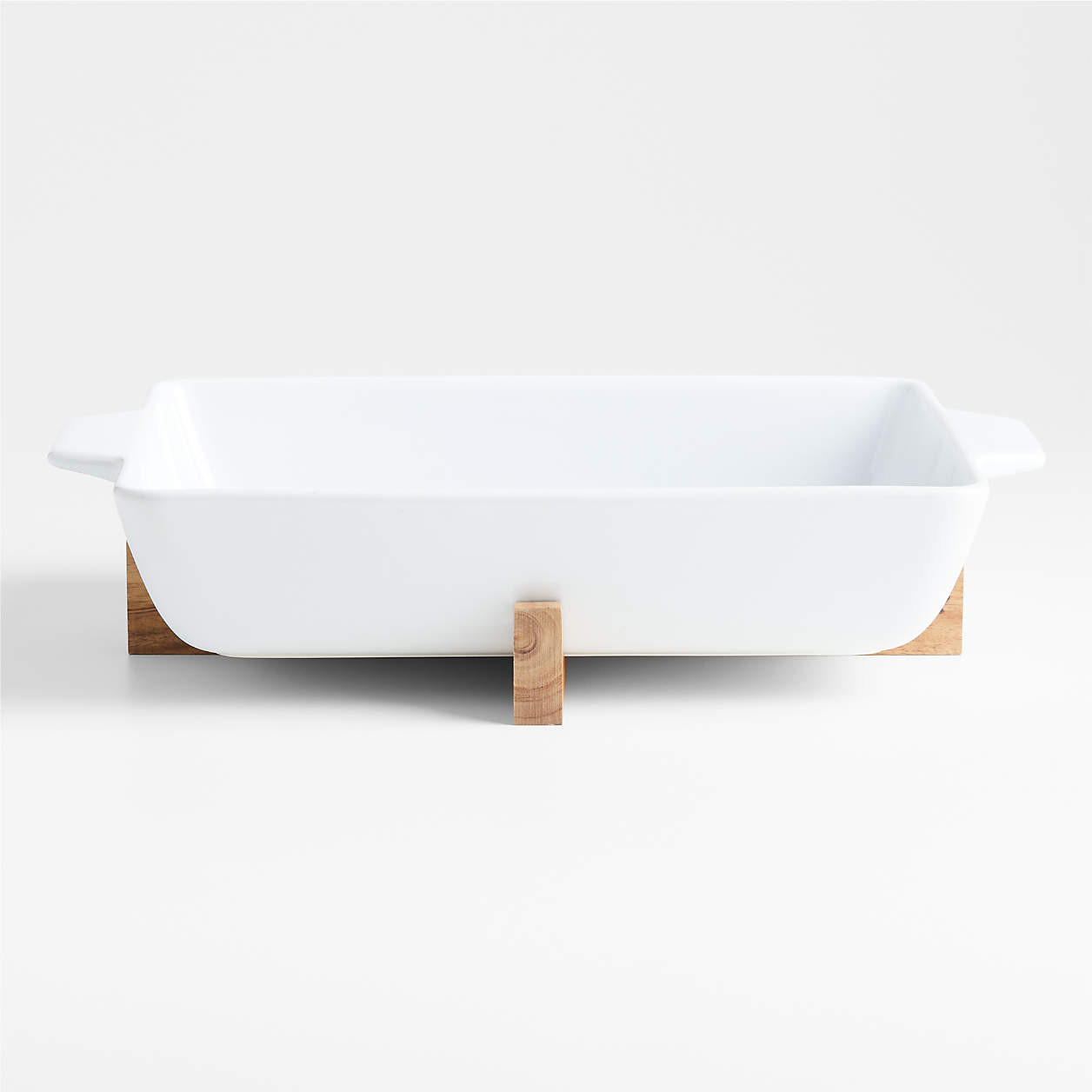 Oven-to-Table Rectangle Baking Dish with Wood Trivet + Reviews | Crate & Barrel | Crate & Barrel