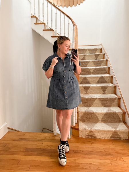 Summer weather in October? I’ll take it 🖤 Love this cute denim dress with just a hint of Halloween in the eaHalloween

#LTKfindsunder50 #LTKmidsize #LTKHalloween