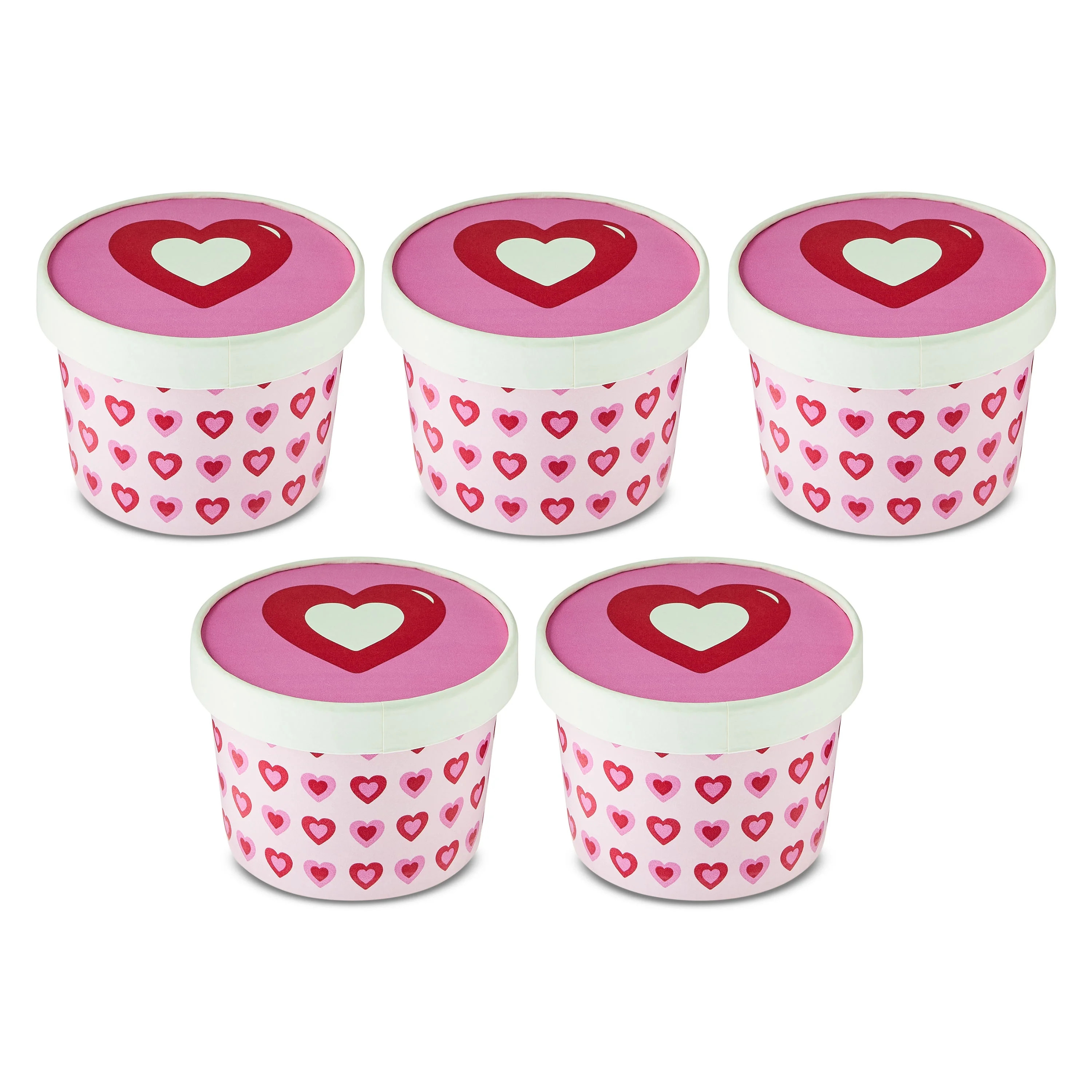 Heart Treat Cups with Lids, Multicolor, 5 Count, Valentine's Day by Way To Celebrate | Walmart (US)