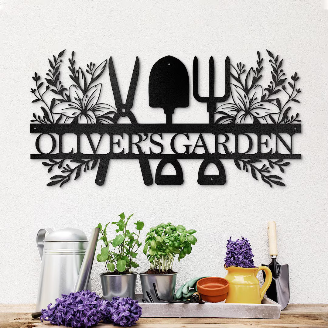 Custom Metal Garden Sign: Personalized Gardener Name, Powder Coated Steel - Etsy | Etsy (US)