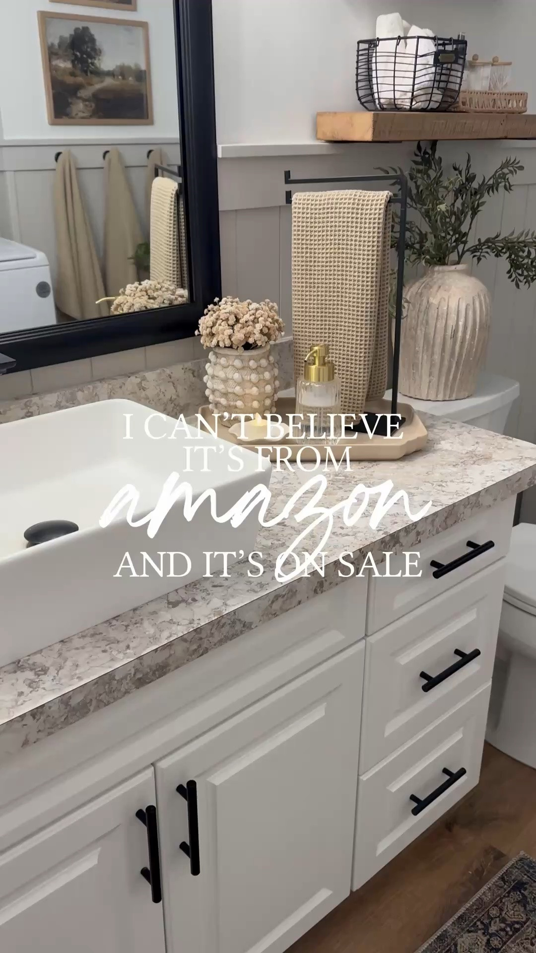 ✨I can’t believe it’s from Amazon & it’s ON SALE! Follow @farmtotablecreations on Instagram for more inspiration.

How incredibly cute is this textured vase? It’s a major designer look alike of a more expensive brand. I’m so impressed with the quality and it can be used anywhere.

I added some cute neutral stems and displayed it here in the bathroom. It fits perfectly on this tray and adds the best texture to this space.

For Reference: 
9 stems shown in Amazon vase.
Weathered Vase on toilet tank is size small and has 3 stems.

Amazon Prime | Amazon | Amazon Home Finds | Loloi Rugs | Bathroom Decor | Bathroom Storage | Amazon Must Haves | Bathroom Shelves | Home Decorating | Decor Ideas | Budget Friendly Decor | Home Inspiration | Amazon Spring Sale | open shelves | Small Spaces | Bathroom Shelves | Small Bathroom Storage | Home Decor | Neutral Bathroom Decor | Loloi Rugs | Master Bedroom | Spring Decor | Spring Refresh | Living Room

#LTKHome #LTKSaleAlert