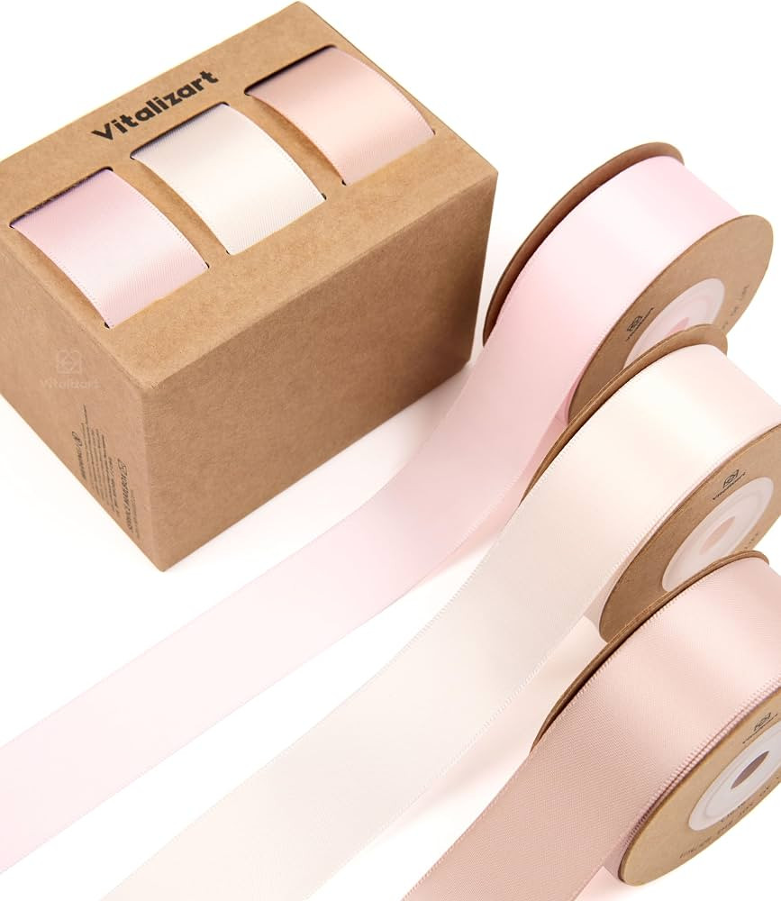 Vitalizart Ribbon for Gift Wrapping 1" x 30Yd Doubel Face Continuous Functional Satin Ribbon for ... | Amazon (US)