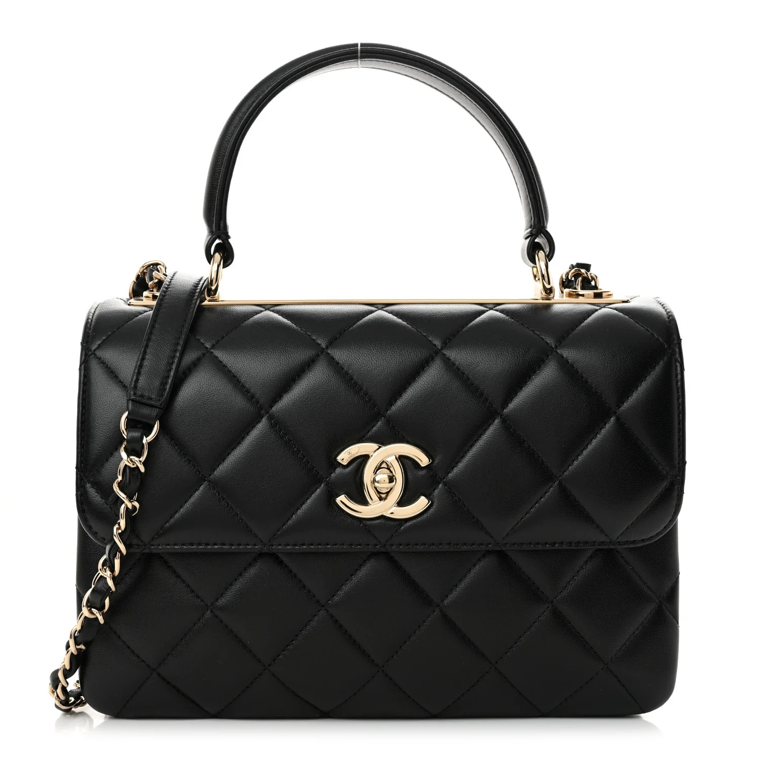 Chanel Lambskin Quilted Small Trendy CC Dual Handle Flap Bag Black 1737803 | FASHIONPHILE (US)