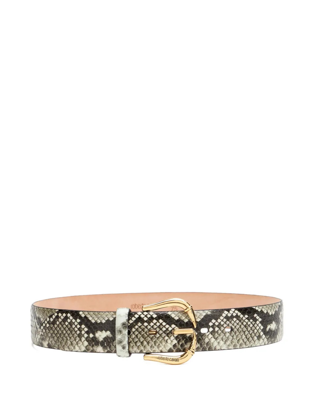 Roberto Cavalli fang buckle snakeskin belt - Grey | Farfetch Global