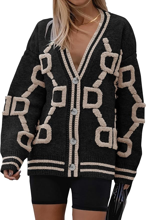 PRETTYGARDEN Women's Fall Chunky Knit Cardigan Sweaters Casual Open Front Button Up Winter Coats ... | Amazon (US)