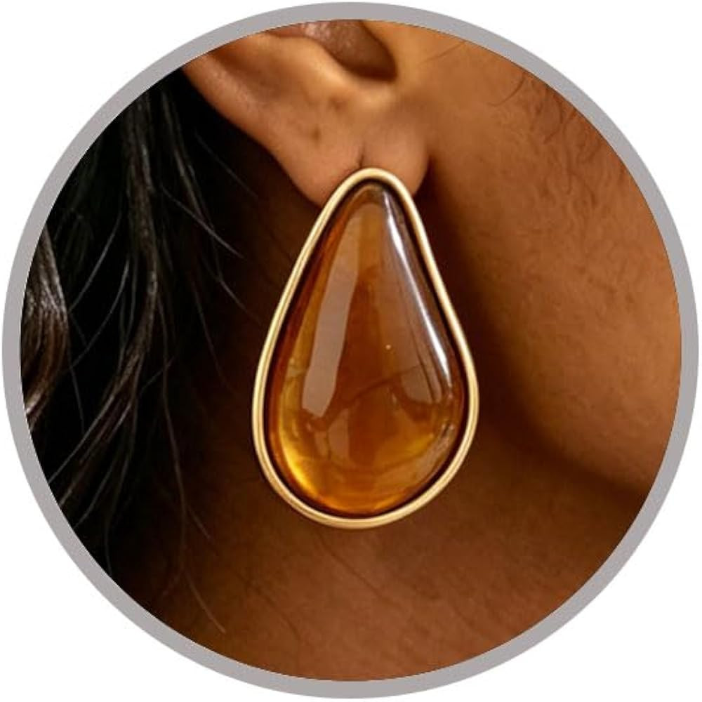 Acrylic Teardrop Earrings Gold White Large Statement Earrings for Women Pink Blue Green Brown Bla... | Amazon (US)