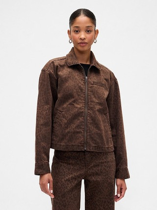 Cropped Print Denim Chore Jacket | Gap Factory