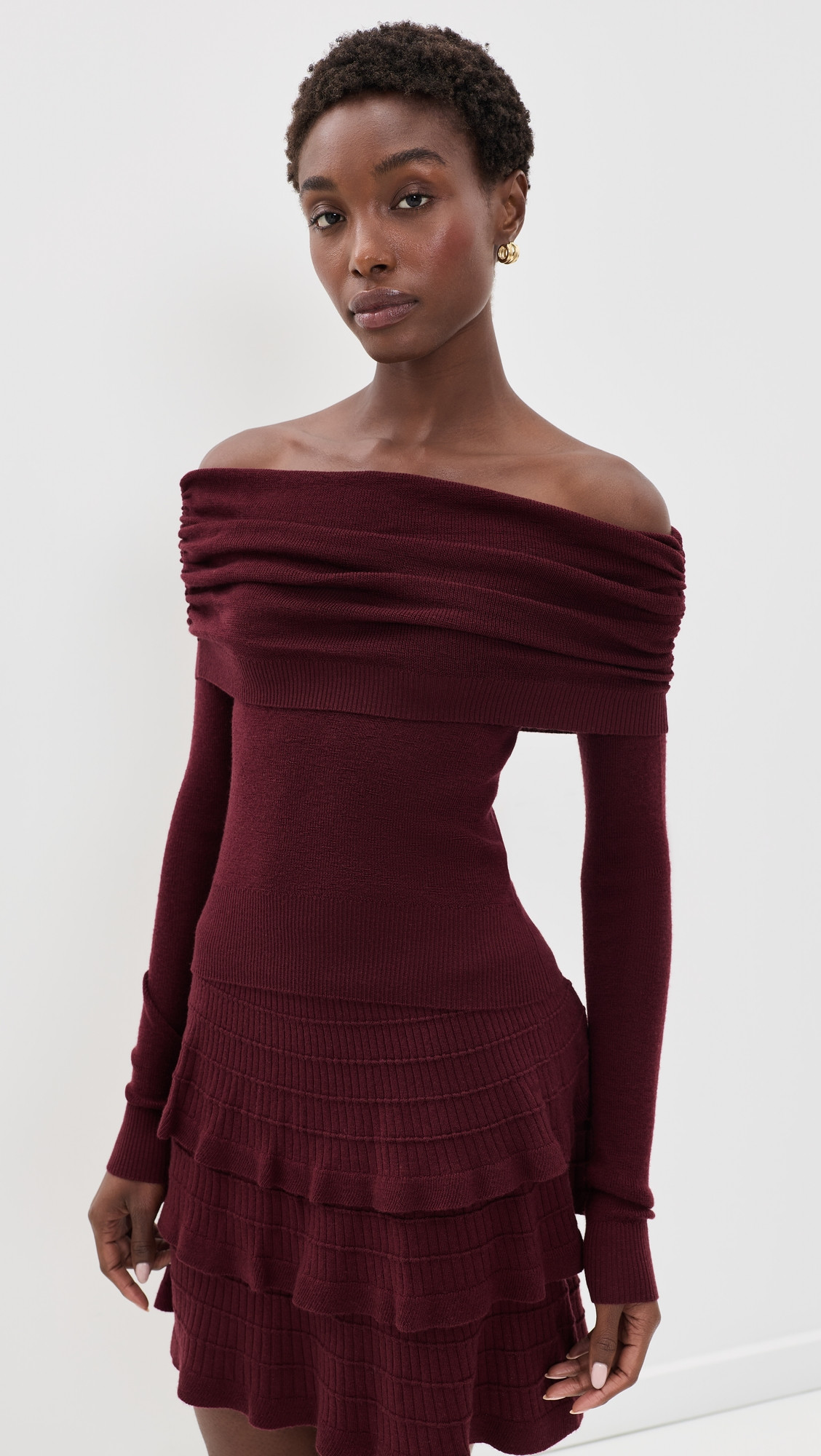 Susana Monaco Light Merino Off Shoulder Sweater Beaujolais XL | Shopbop