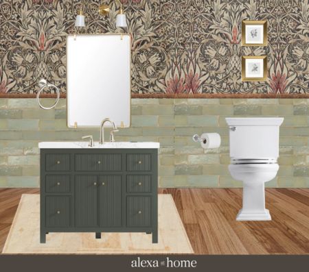 Powder room, vintage chic bathroom, vintage inspired bathroom design, powder room wallpaper 

#LTKhome