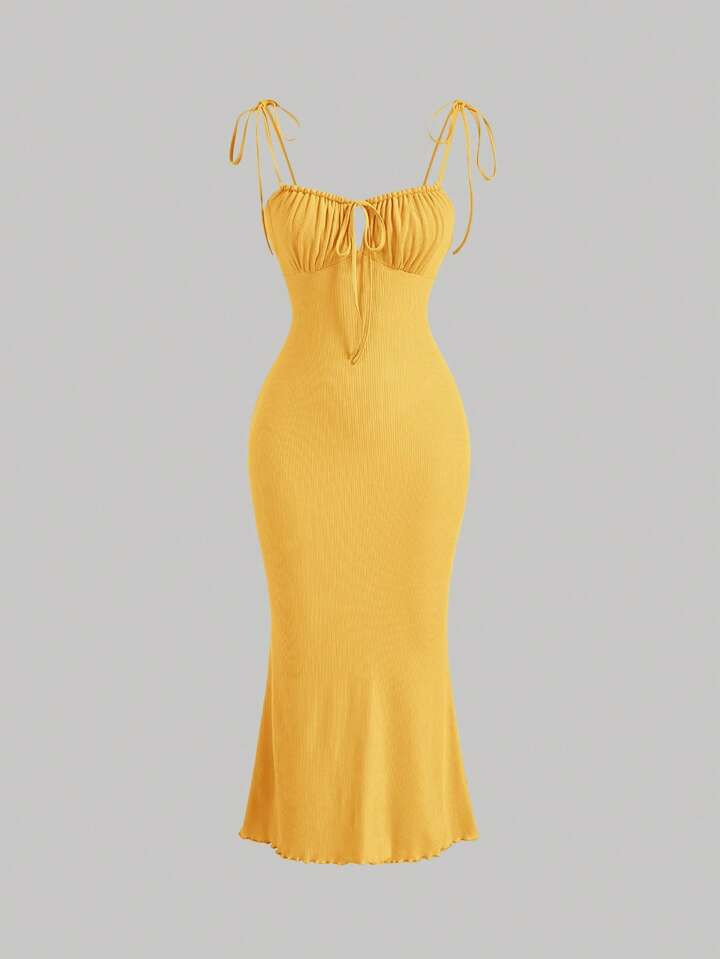 SHEIN MOD Tie Front Ruched Bust Tie Shoulder Cami Dress,Summer Dresses For Women,Pastel Dresses F... | SHEIN