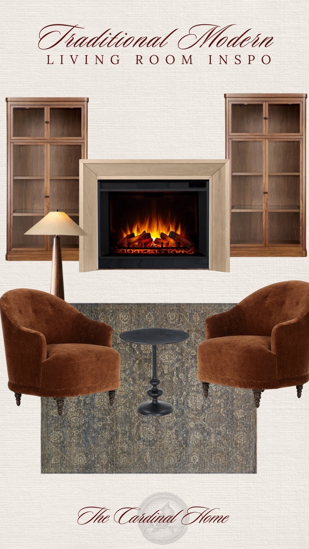 Warm wood tones, classic silhouettes, and modern balance come together in this traditional modern living room. Timeless pieces that add depth and character without feeling heavy

Fireplace , cabinet, floor lamp, accent chair, side table, accent table, Perigold, Perigold moodboard 

#LTKHome